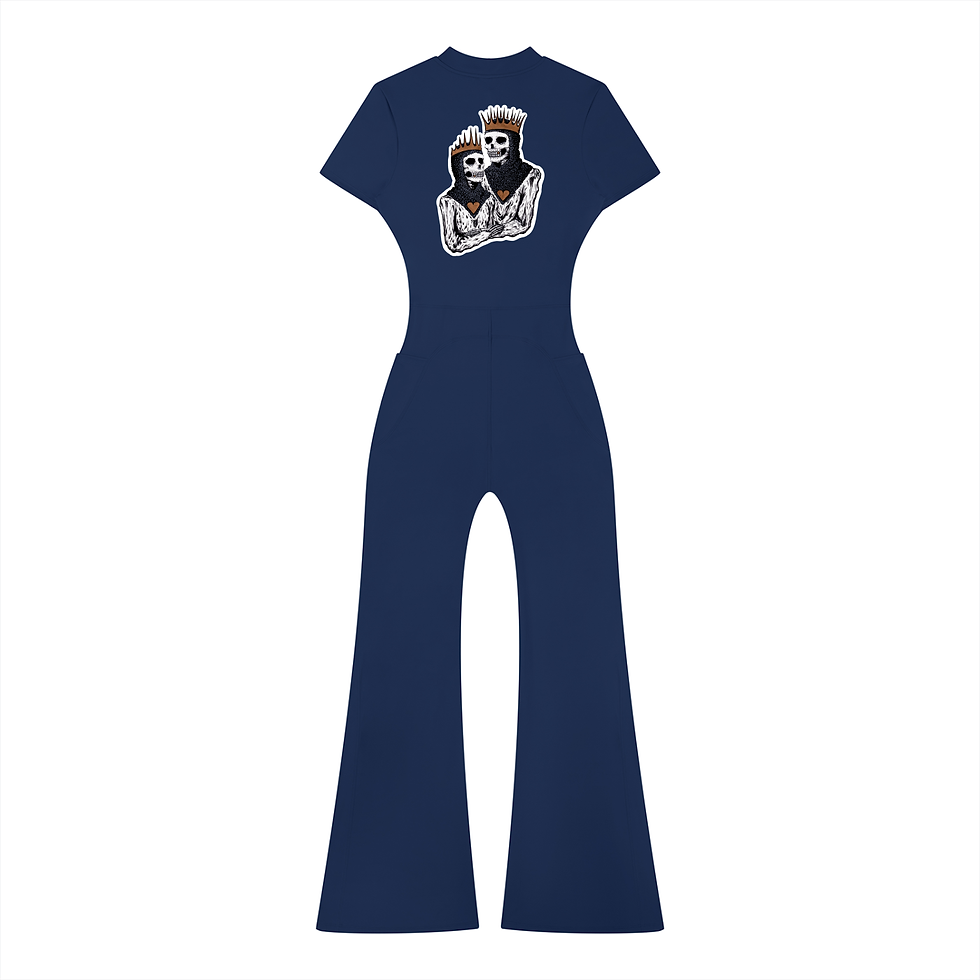 Thumbnail: King N Queen Women’s Tight Flared Leg Quarter-Zip Jumpsuit