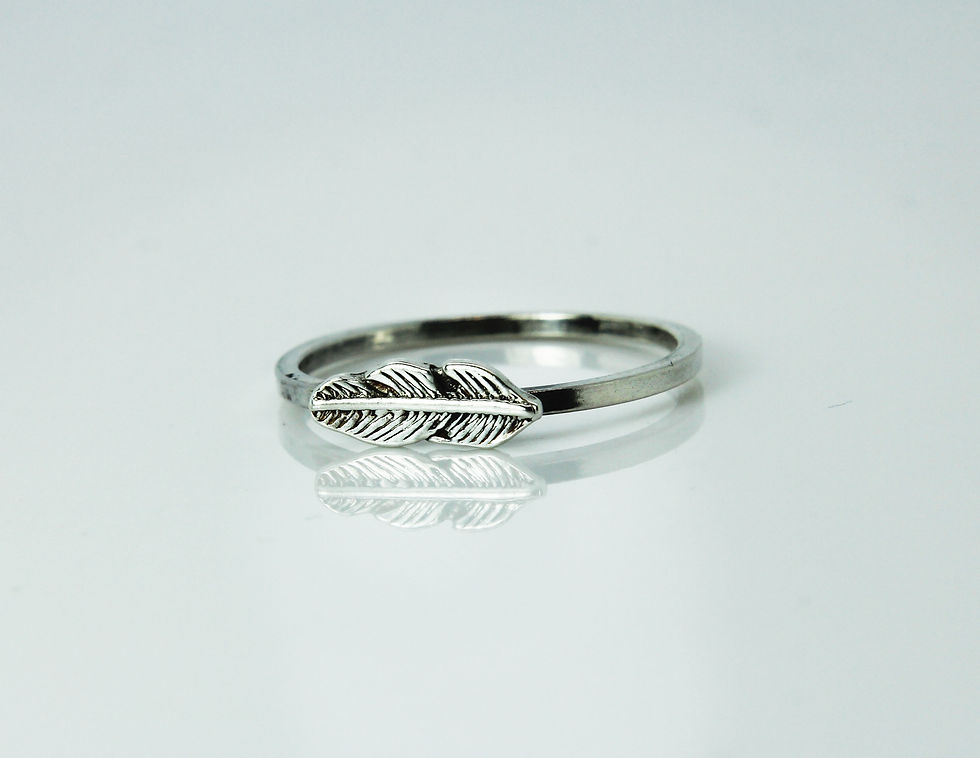 Thumbnail: Sterling silver ring ''Feather '' Stacking ring - jewelry - star ring - gift 925