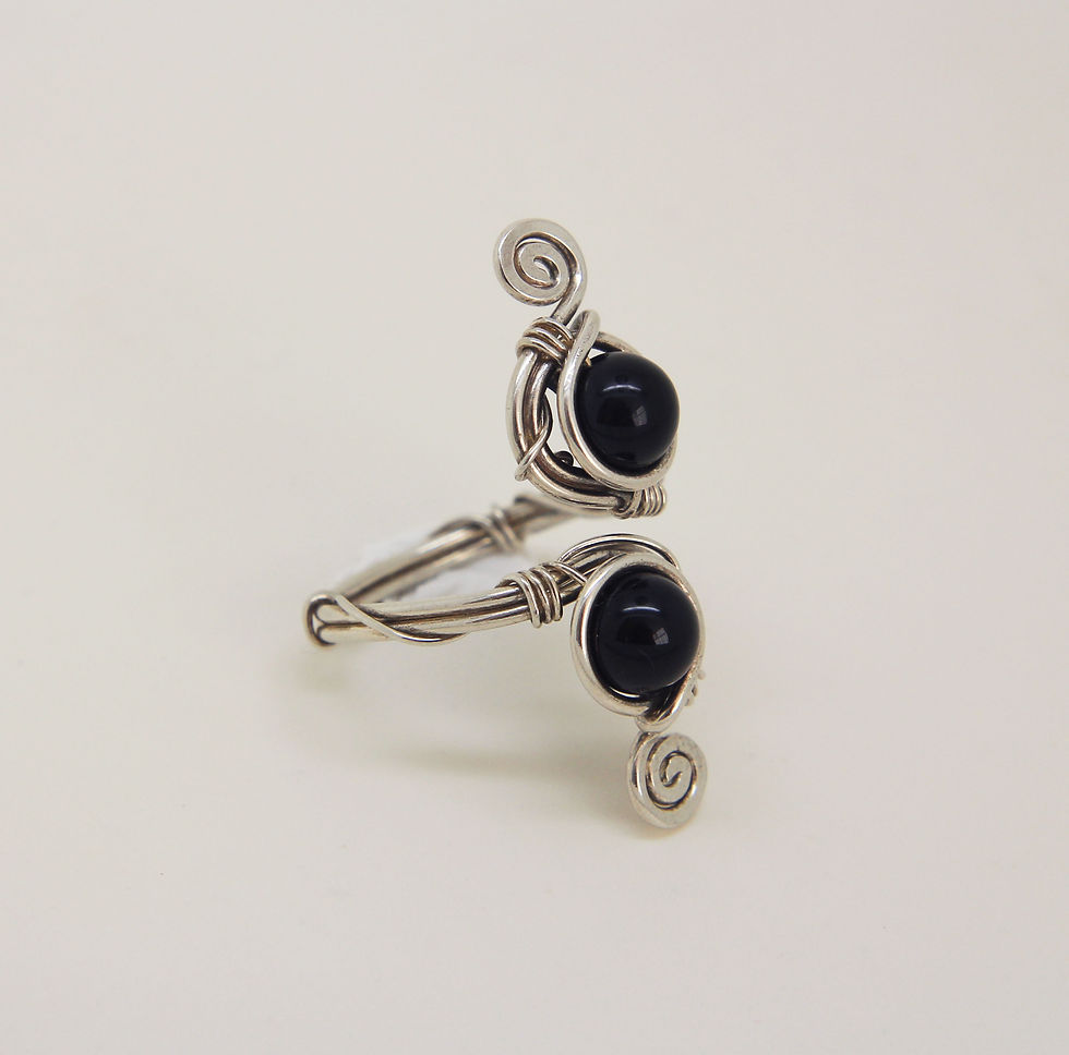 Thumbnail: Onyx Sterling Silver Ring "Florence"