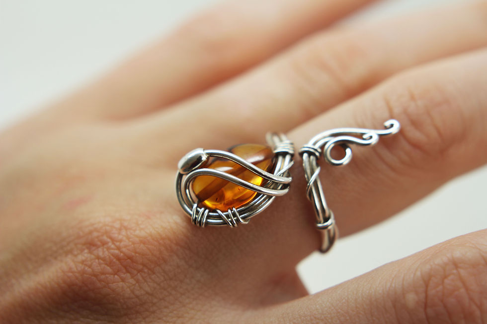 Thumbnail: Amber Sterling Silver Ring "Future"