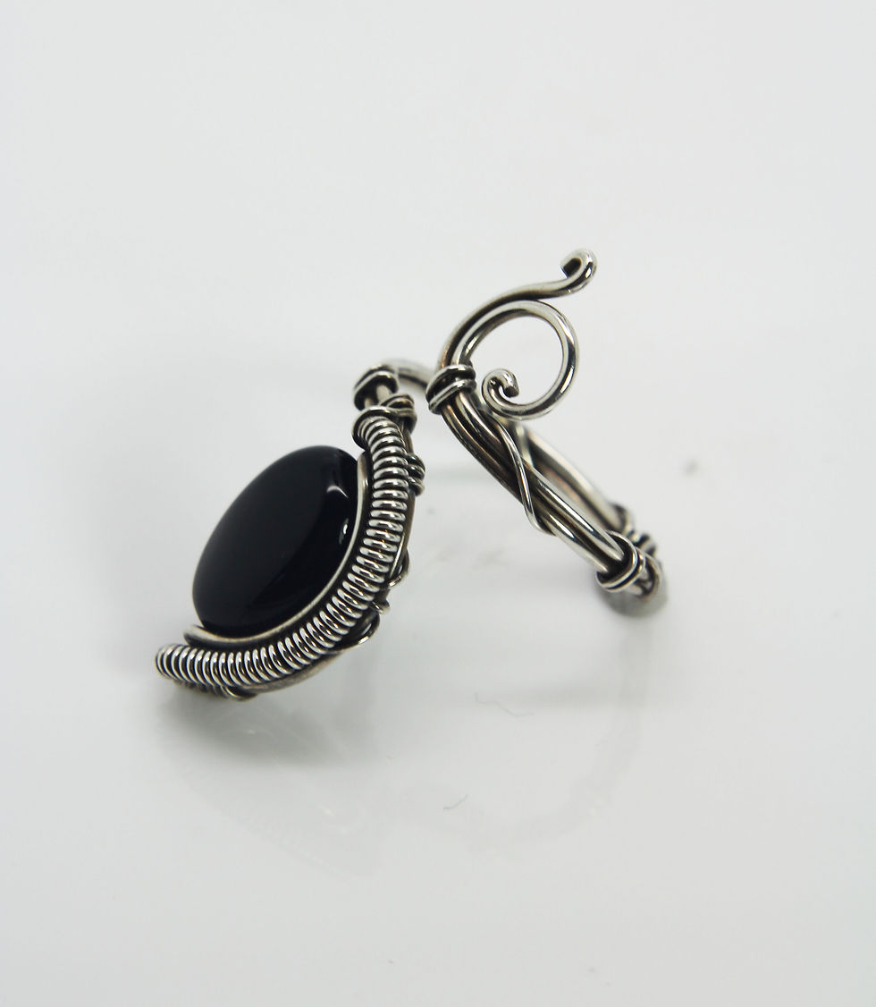 Thumbnail: Black onyx Sterling silver ring ''Divine'' Hand made jewelry Birthday gift