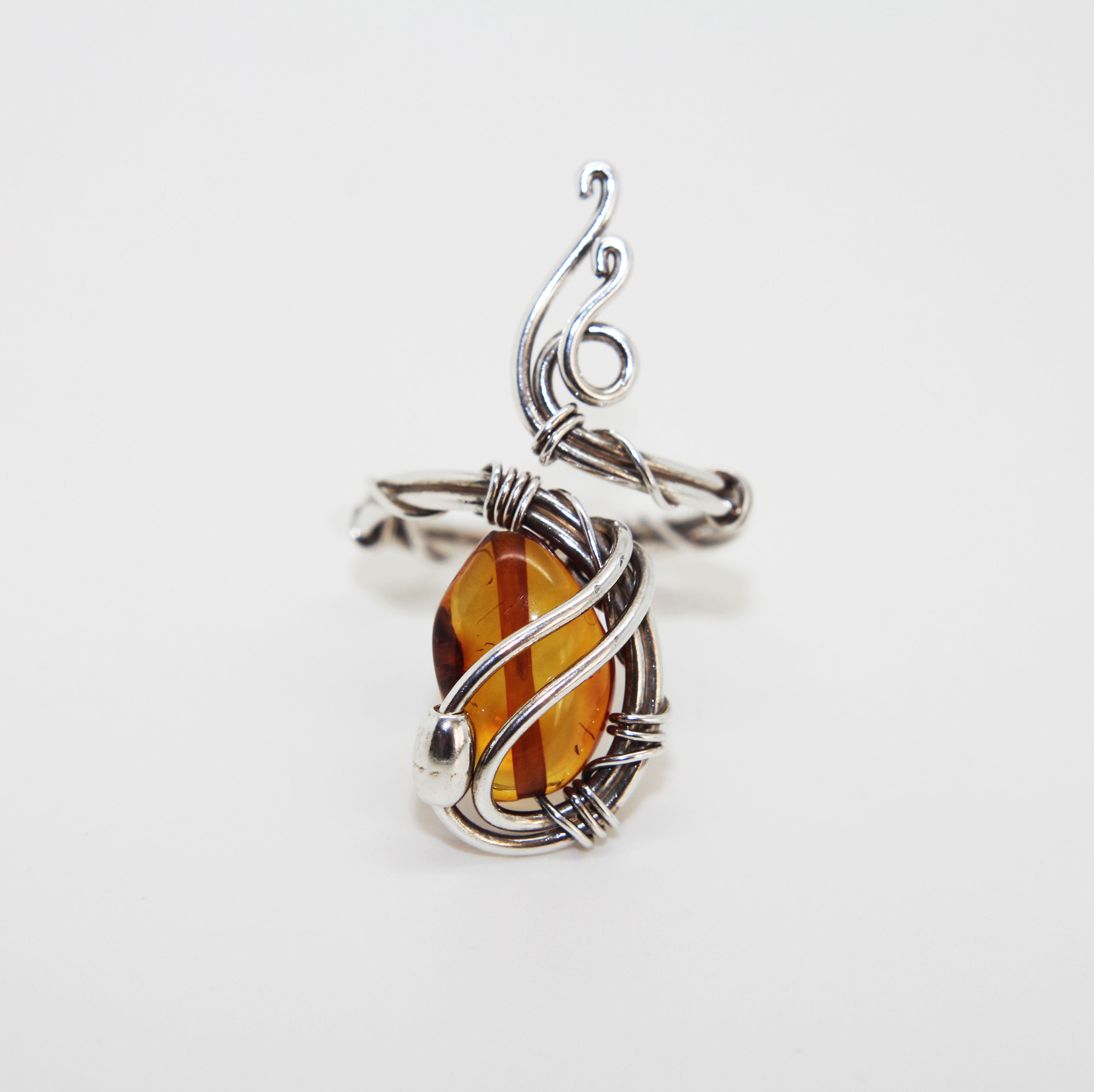 Amber Sterling Silver Ring "Future"