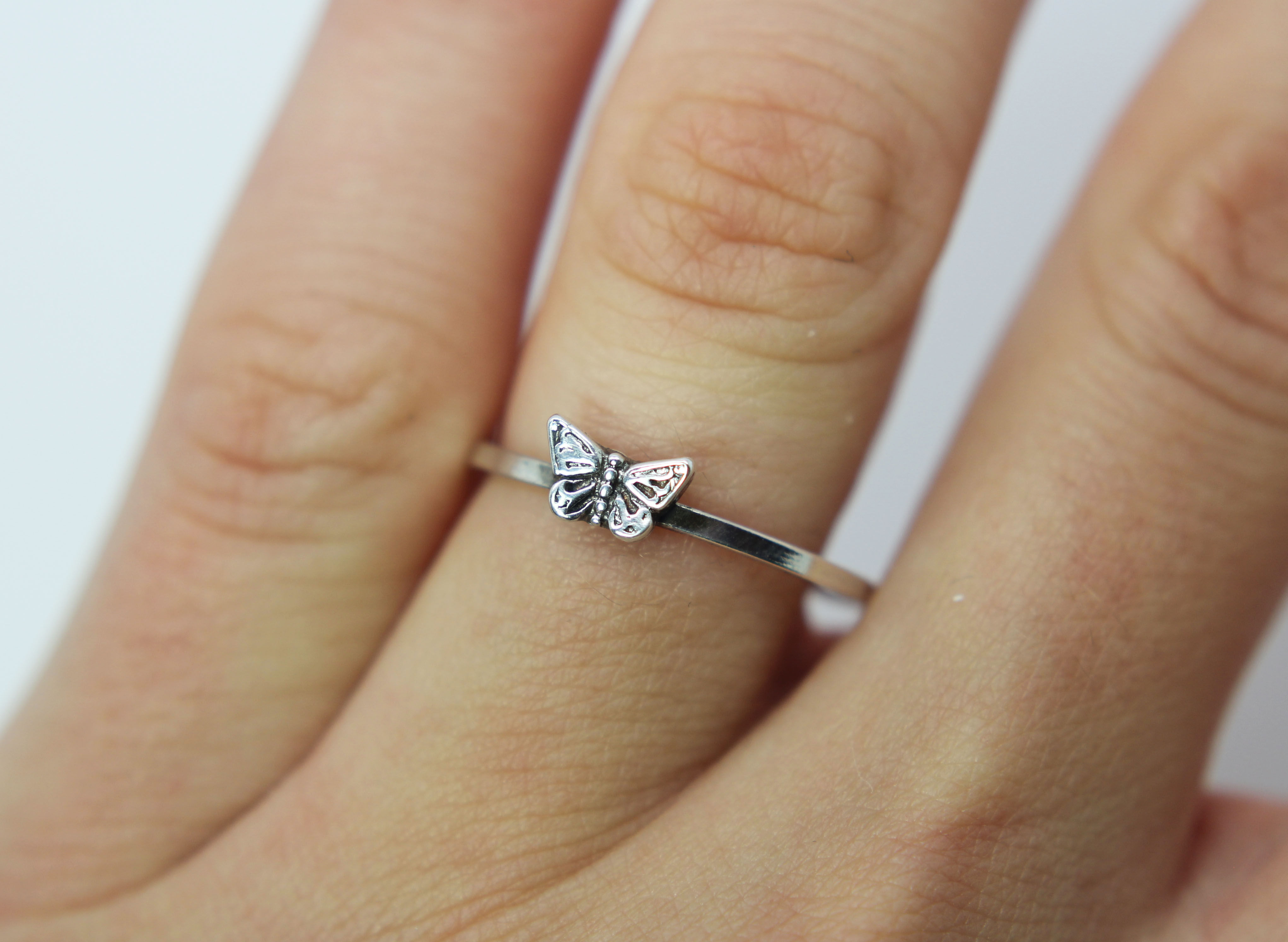 Sterling silver ring '' Butterfly '' Stacking ring - jewelry - gift - present