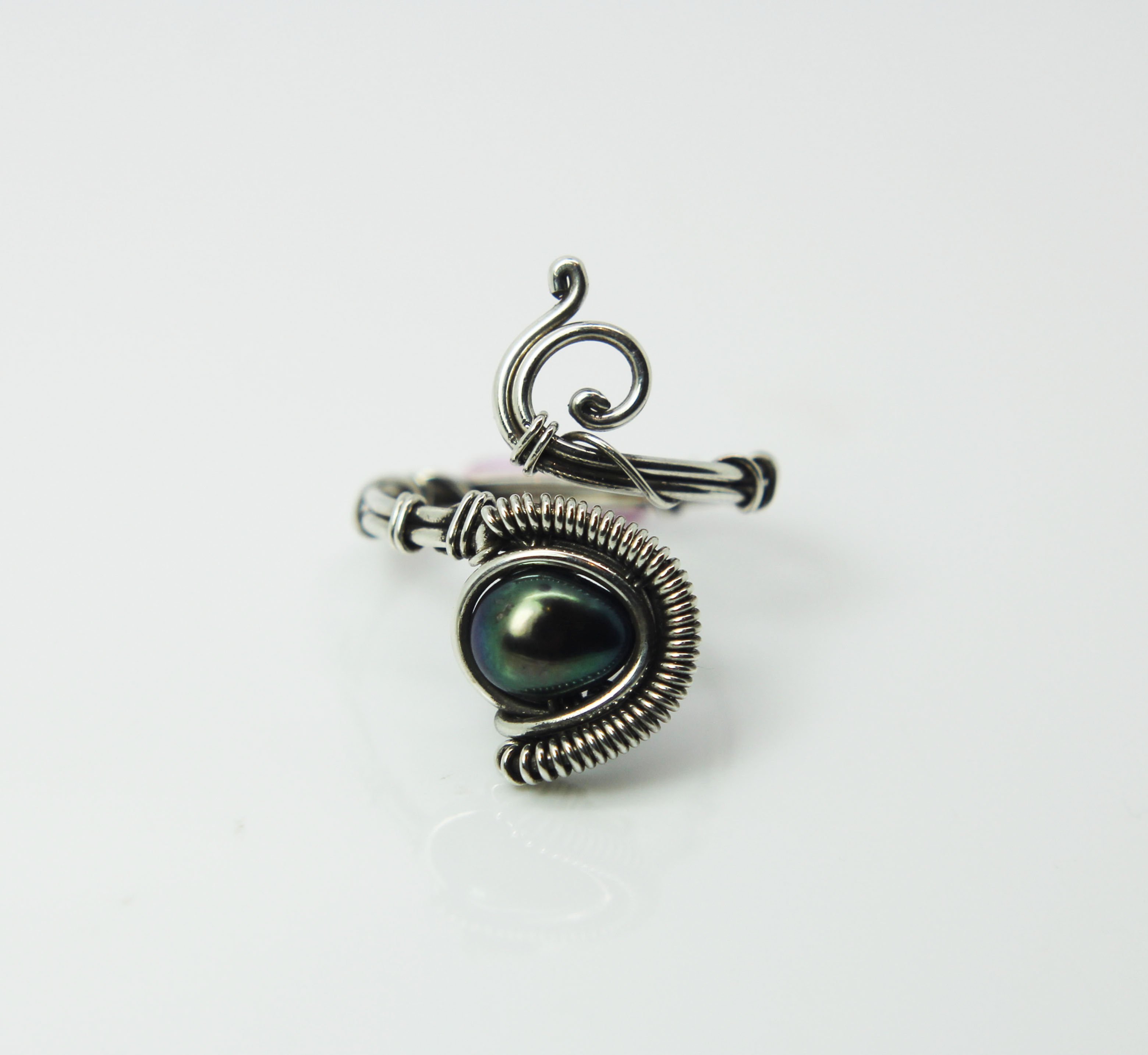 Black Pearl Sterling silver Ring '' Iceland '' Hand made jewelry Pearl ring gift