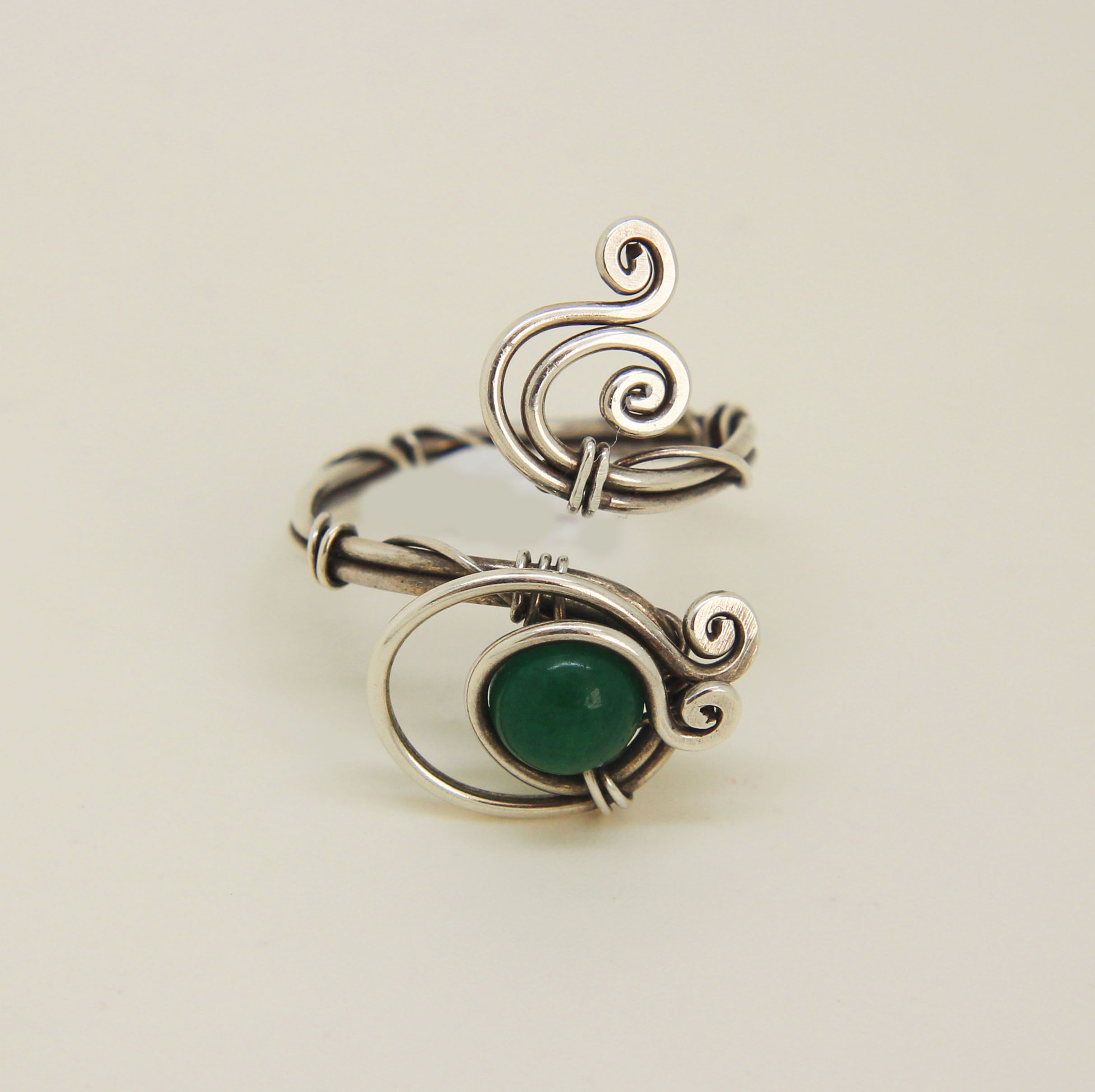 Jade Sterling Silver Ring "Virginia"
