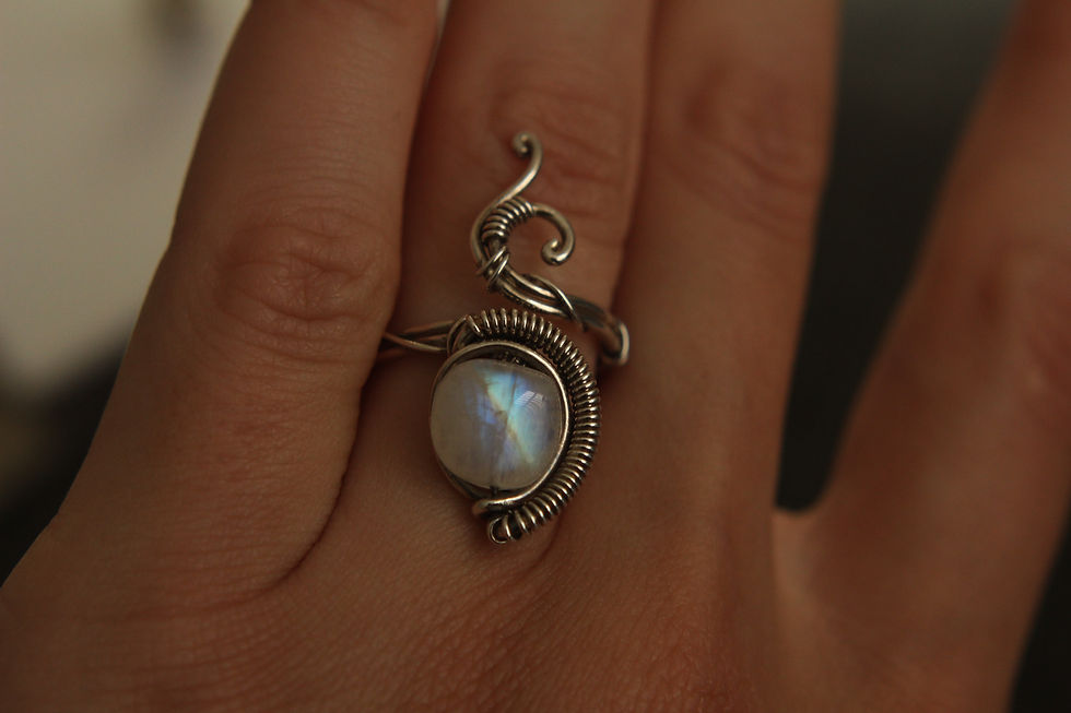 Thumbnail: Rainbow Moonstone Sterling Silver Ring "Wele"