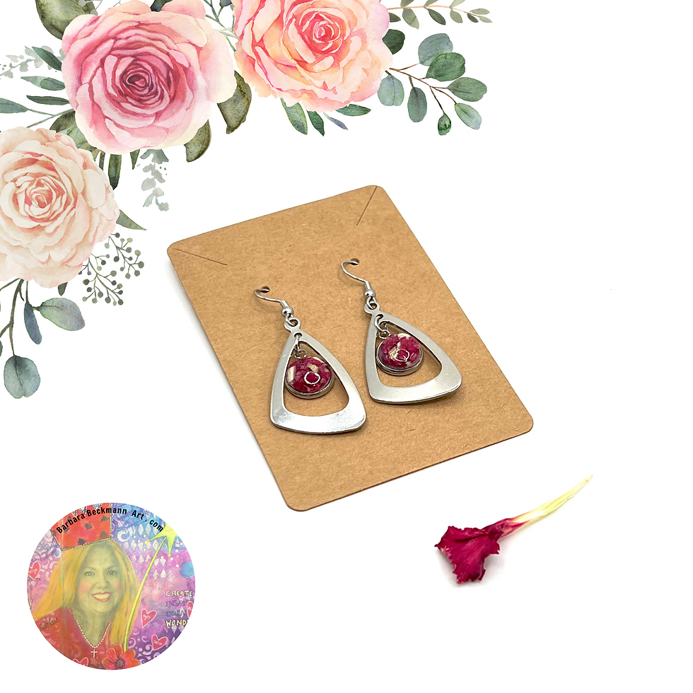 Thumbnail: Keepsake Dangle Earring Made Using YOUR flower petals