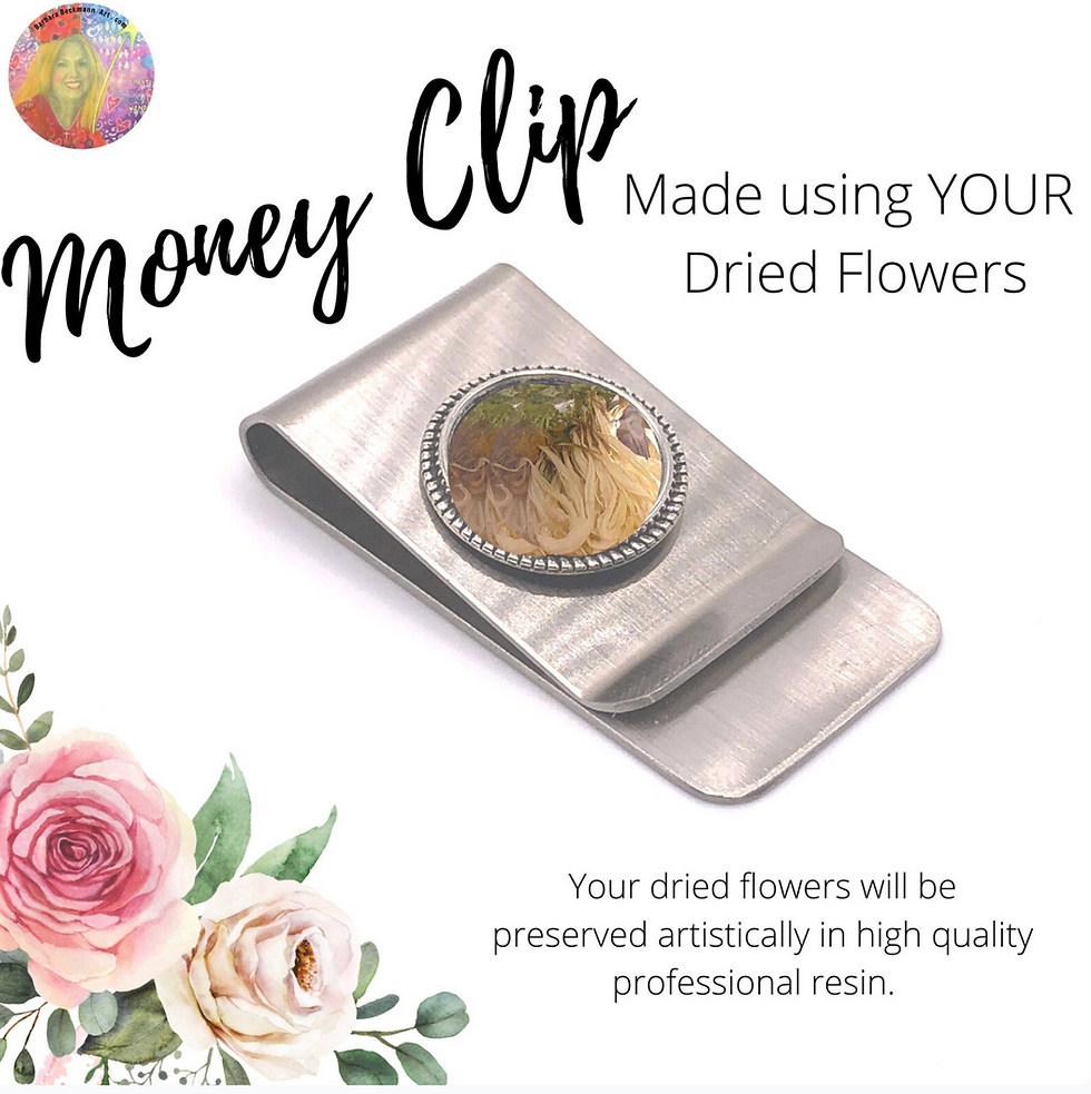 Thumbnail: Stainless Steel Money Clip Made Using Your Dried Flowers or Other Treasures