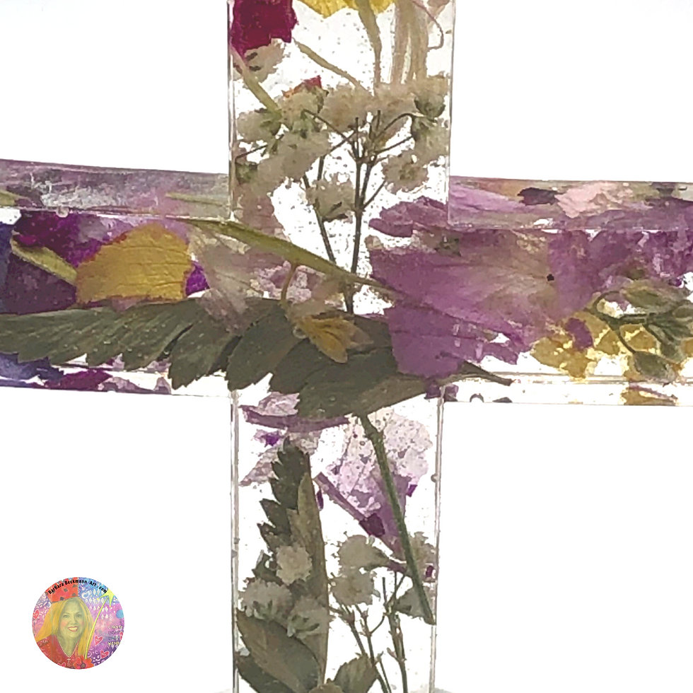 Thumbnail: Resin Standing Cross Made Using YOUR Dried Flower Petals