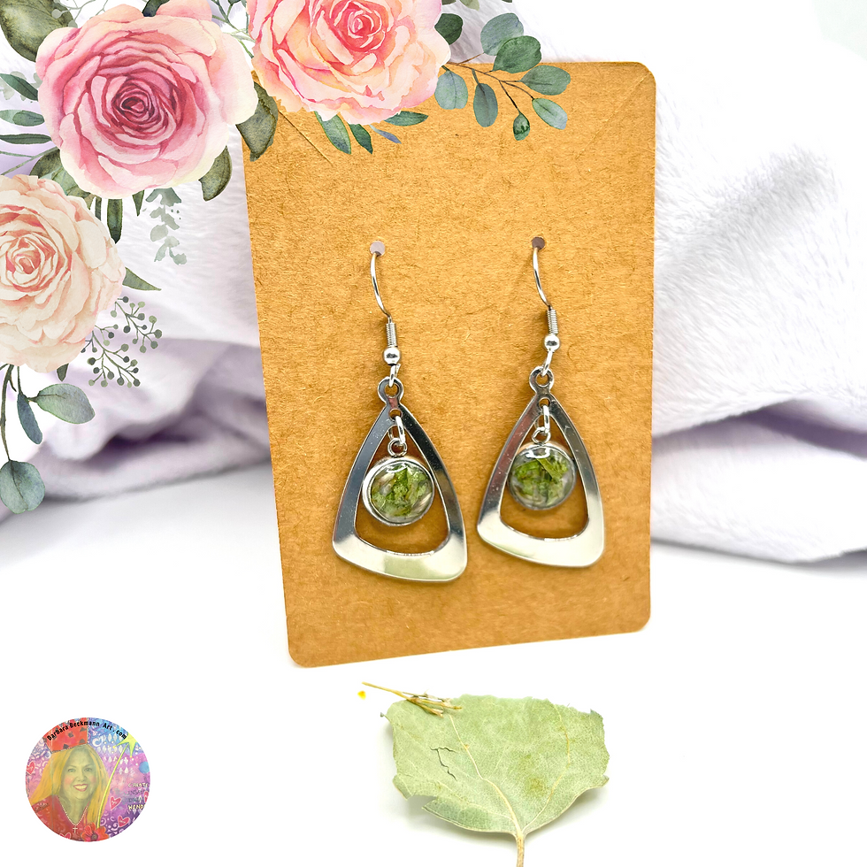 Thumbnail: Keepsake Dangle Earring Made Using YOUR flower petals