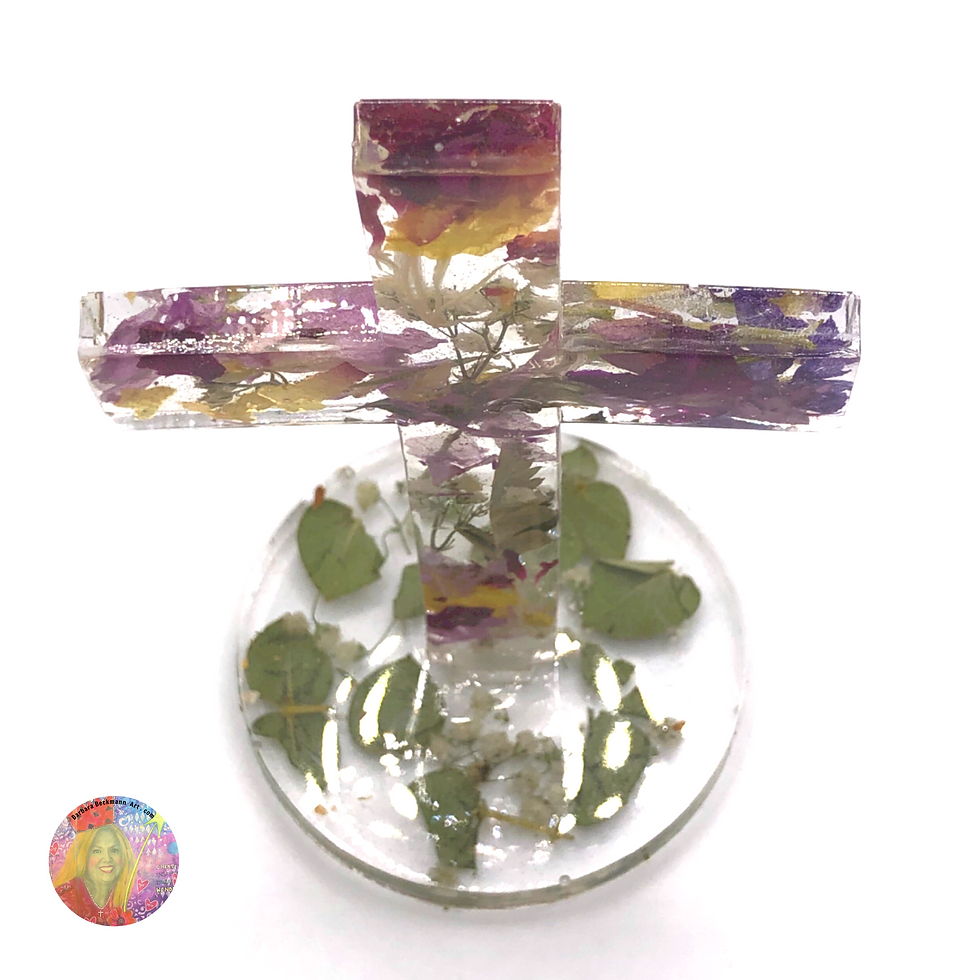Thumbnail: Resin Standing Cross Made Using YOUR Dried Flower Petals