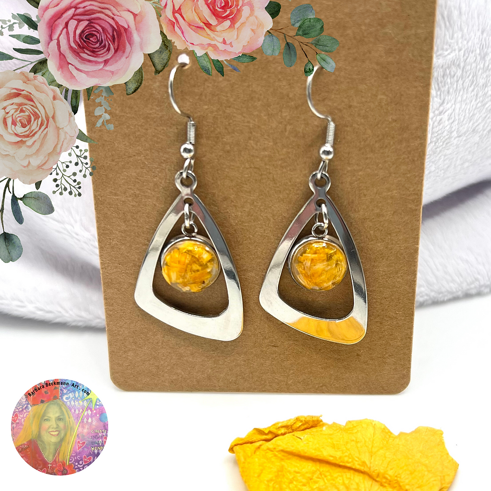 Thumbnail: Keepsake Dangle Earring Made Using YOUR flower petals