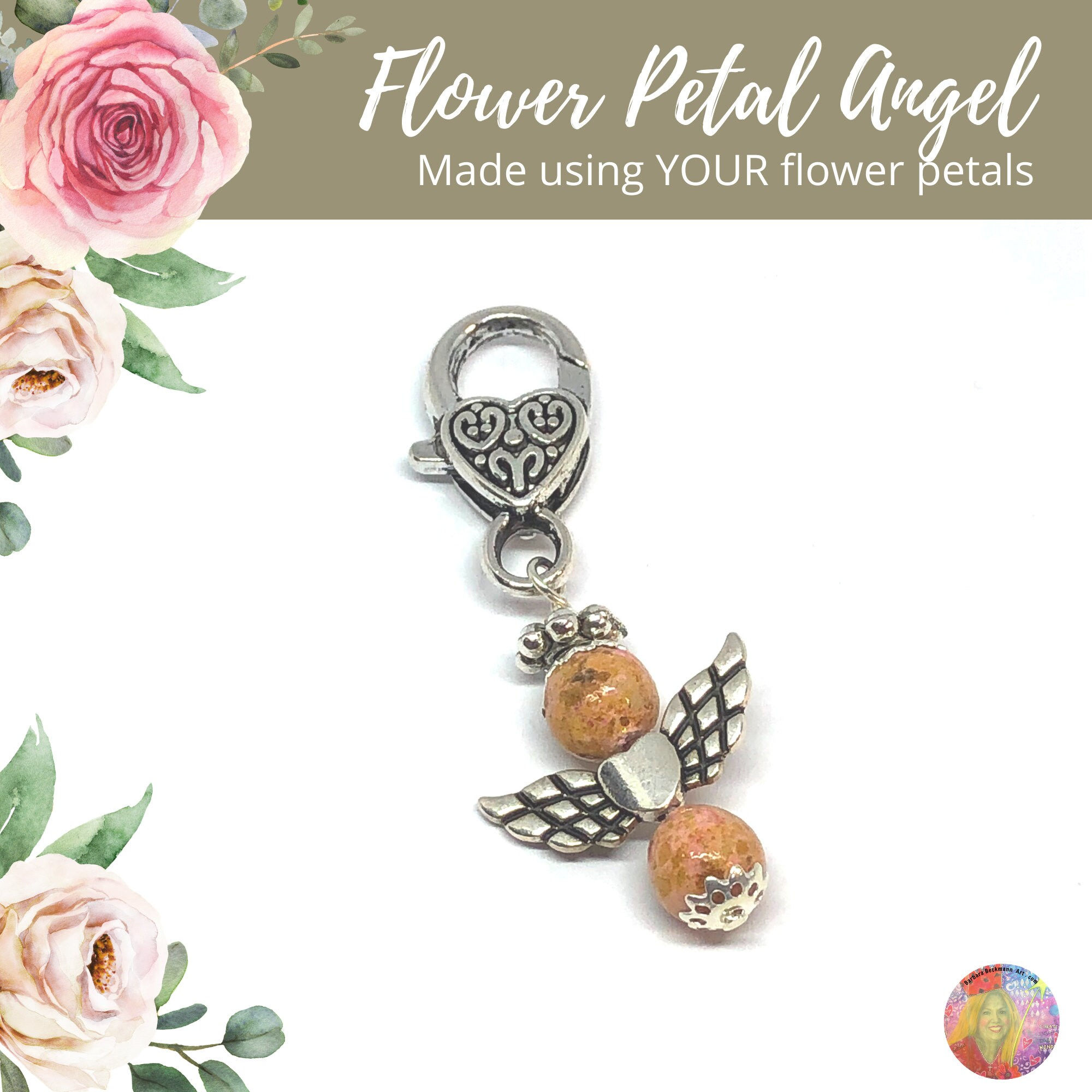 Angel Zipper Pull Memorial Keepsake Made Using YOUR Dried Flower Petals