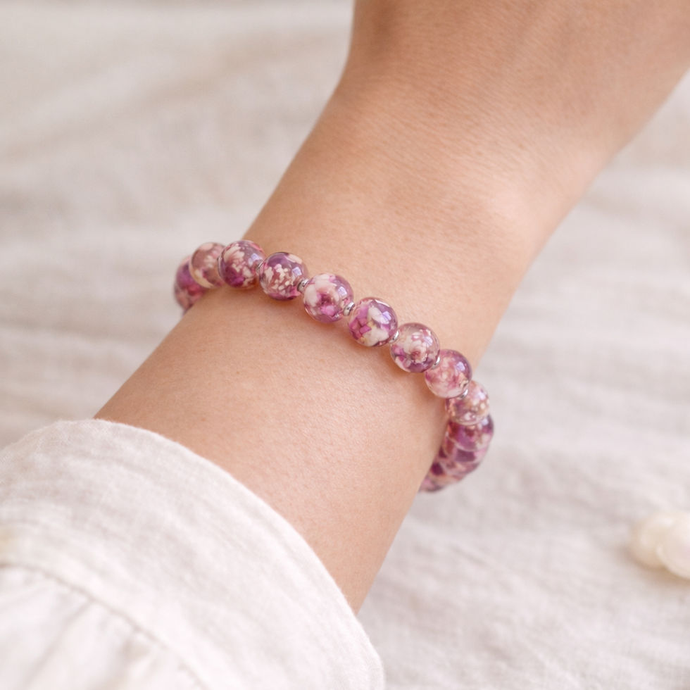 Thumbnail: Clear Resin Bead Flower Petal Bracelet Made Using YOUR Flower Petals