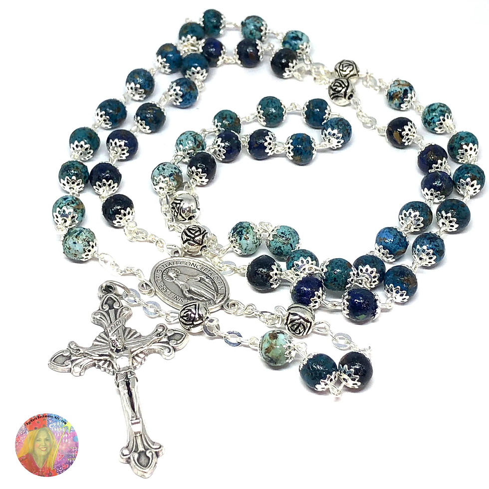 Thumbnail: Ombre Style Rosary made using your dried flowers, flowers from funeral, wedding