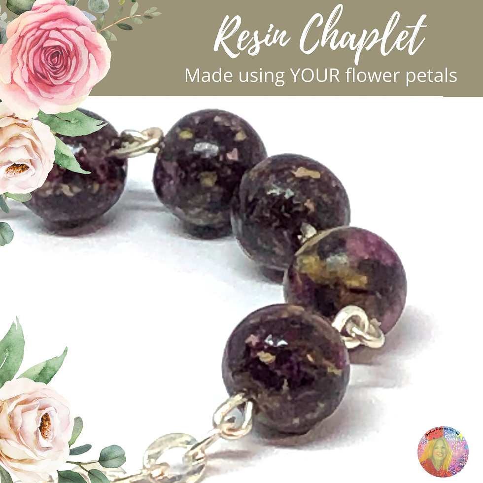 Thumbnail: Resin Chaplet With Your Photo Center Made Using Your Dried Flowers, Clear Beads
