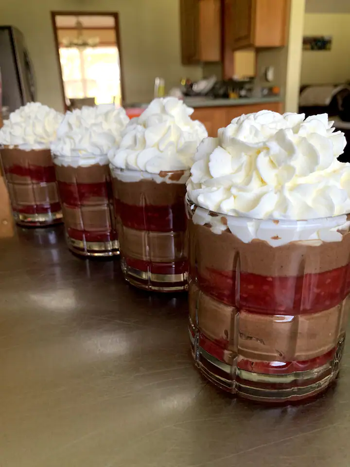 Chocolate Mousse with raspberry coulis sauce