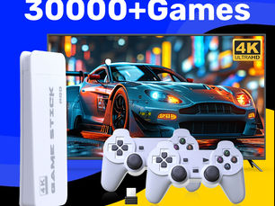 Final Hours to Save! JMachen M15 Game Stick 64G Video Game Console 4K UHD Output with 30000+ Retro Games for PS1/MAME/SNES with Wireless Controllers