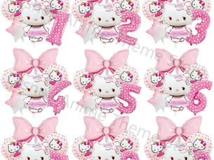 Grab & Go Deals 6pcs Hello Kitty Helium Balloons Girl Birthday Party Decorations Pink Kitty Air Globos Baby Shower DIY Home Decor Party Supplies