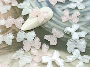 Premium Deals 50PCS Ice Transparent Ribbon Bow Tie 3D Nail Art Charms Supplies Bowknot Accessories Parts For Nails Decoration Design Material - Price $1.99