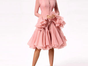 Limited Deals TWOTWINSTYLE Women's Dress Irregular Pleated Patchwork Fashion Long Lantern Sleeve Waist Cinching Mini Dresses 2024 New Clothing - Price $41.50