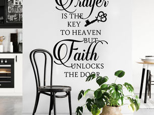 Grab Now! Christian Prayer Is Key Faith Unlocks Wall Decal Living Room Bedroom Bible Verse Religious Inspirational Quote Wall Sticker - Price $7.77