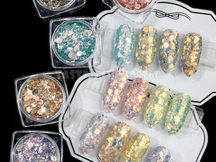 Grab the Best 1 Jar Mix Sizes Colorful Glitter Hexagon Sequins Nail Art Slice Stickers Rhinestones Dust Decorations FRG# - Hot Price $0.99