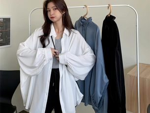 Unbeatable Discounts! Spring Summer 2021 Women Shirt Oversize Elegant Blouses for Women Lantern Sleeve White Shirt Mid-length Shir Coat Women Tunic
