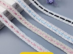 Don’t Wait! 2024 2.3cm Lolita Lace Wear Ribbon Lace Accessories Black Blue Pink Red Color Trim Fabric By The Yard Embroidery Applique Cotton - Price $32.74