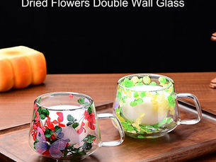 Incredible Savings 200ml mini Double Insulated Glass Coffee Mugs Smooth Floral Fusion Glass Cups Drinkware Lover Gift Creativity For Coffee Tea - Best Price $65.04