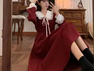 Last-Chance Deals New Vintage Shirt Dress Women Autumn Spring Long Sleeve Robe Kawaii Lolita Elegant Midi Dresses Korean Fashion Vestido платье - Hot Price $5.60