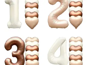 Rush Now! 7pcs 40inch Number Balloons Set Helium Balloon with Big Heart Balloons for Girl and Boy 9th Year Old Birthday Party Decorations - Hot Price $25.60