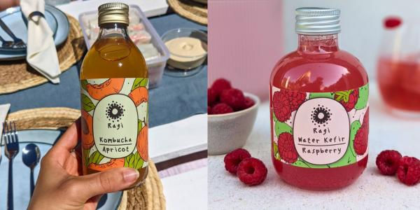 Ragi apricot kombucha and ragi raspberry water kefir