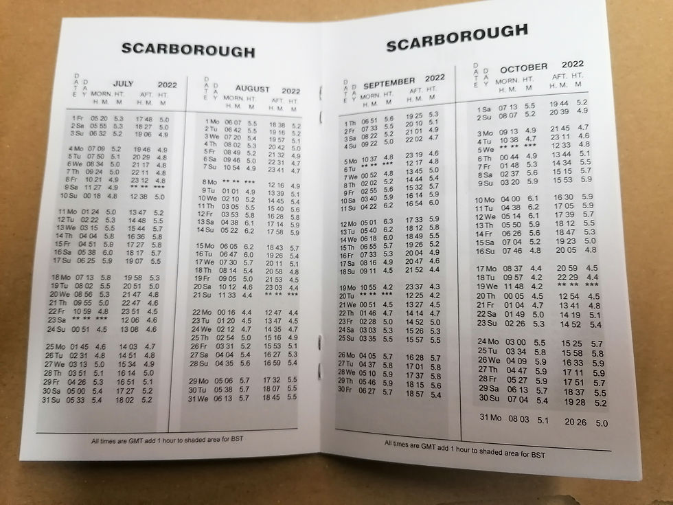 Thumbnail: 2022 tide timetable - Whitby, Scarborough and Bridlington 