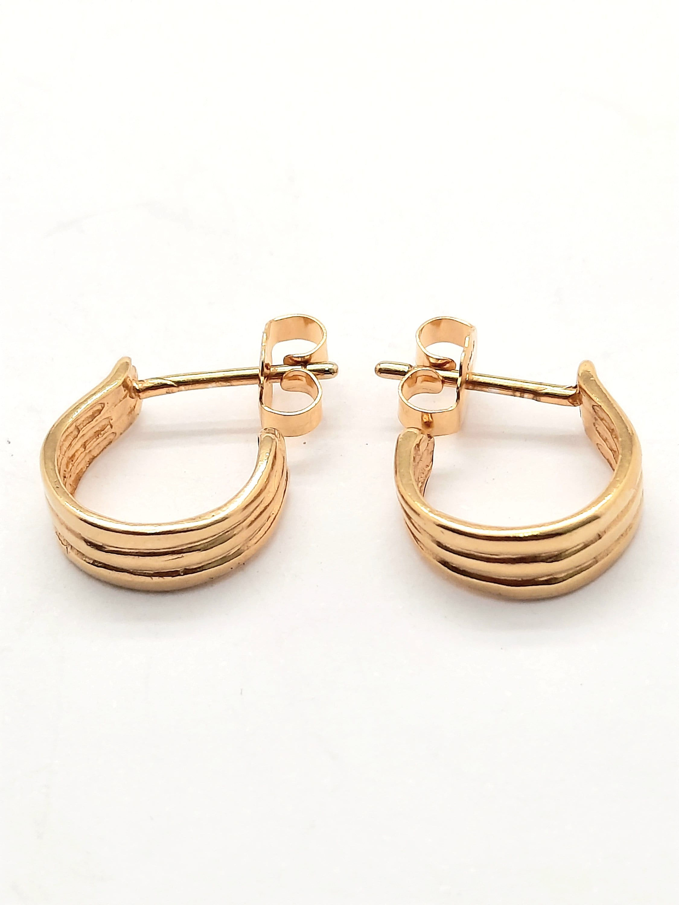 925 Sterling shiny silver, Small stud hoop earrings, Vermeil, 18K gold plating
