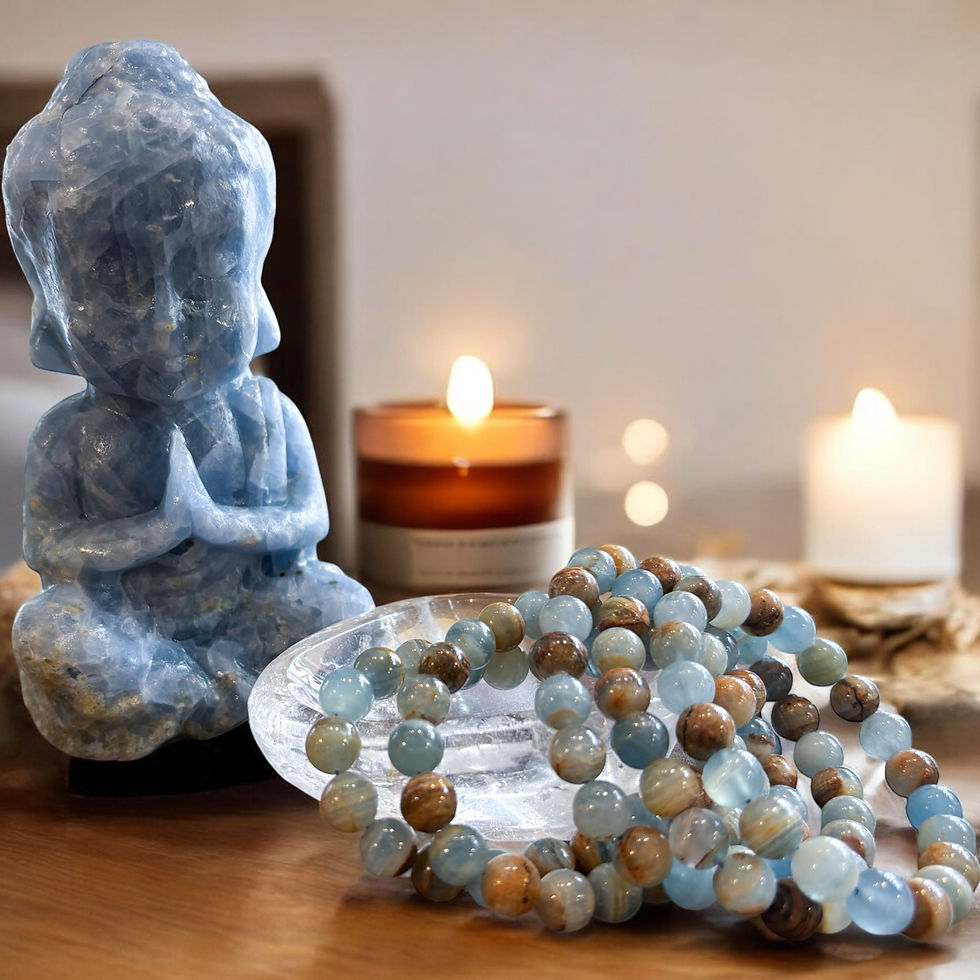 Aquatine Lemurian Blue Kalcit Energy Bracelet