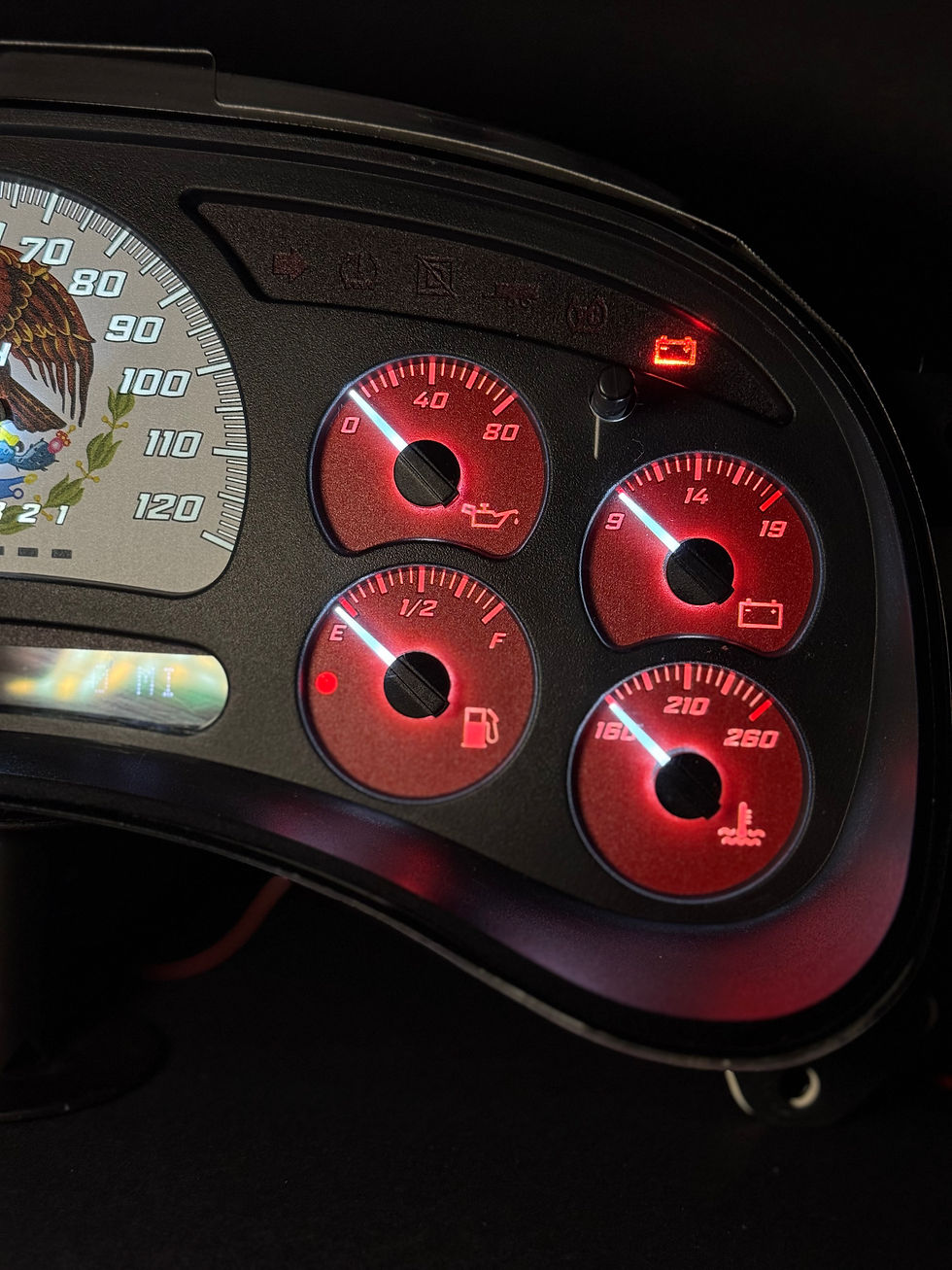 Thumbnail: 06-07 Gas MPH GM/GMC/Chevrolet Prebuilt Gauge Cluster - Mexican Flag