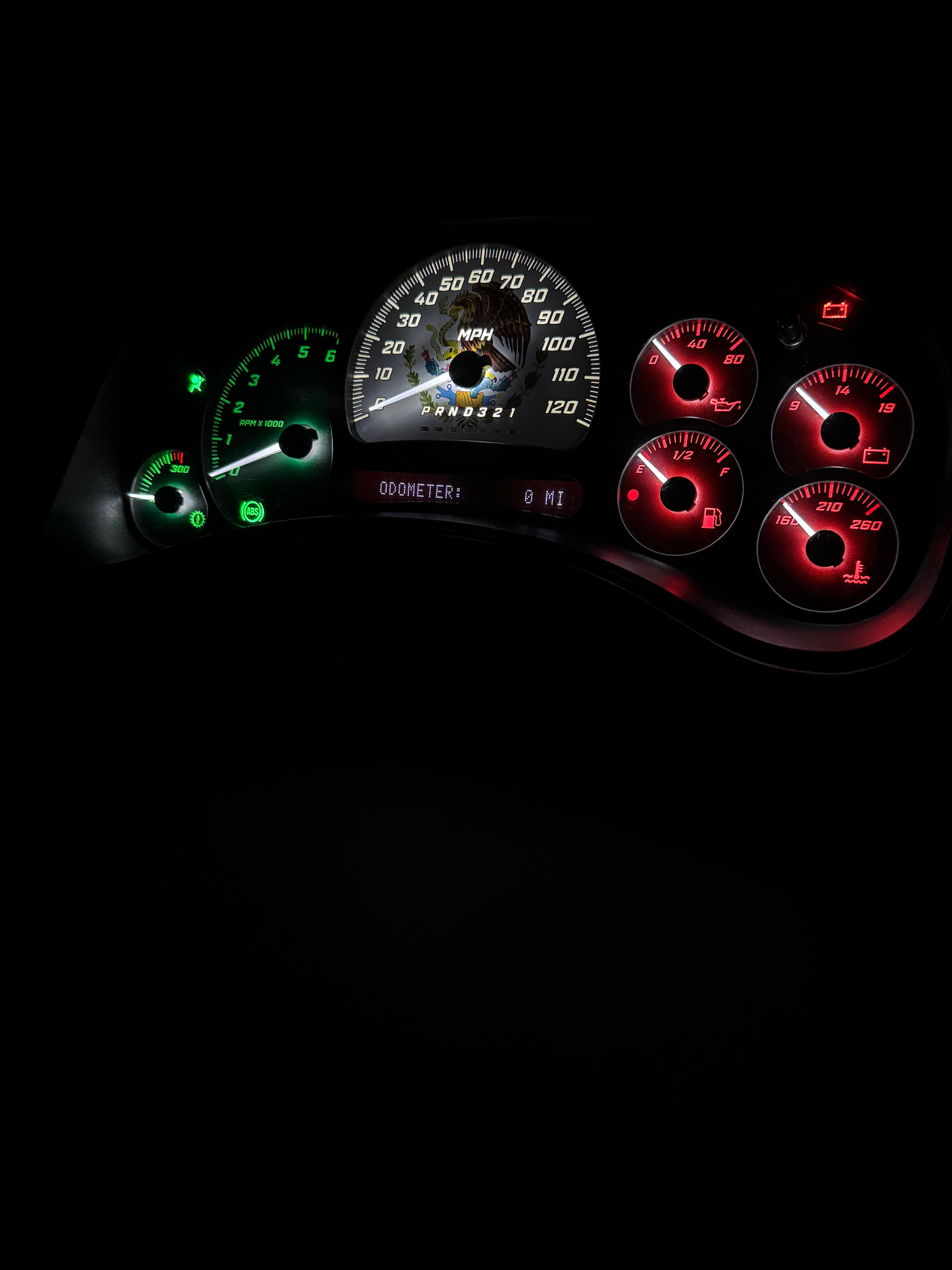 06-07 Gas MPH GM/GMC/Chevrolet Prebuilt Gauge Cluster - Mexican Flag