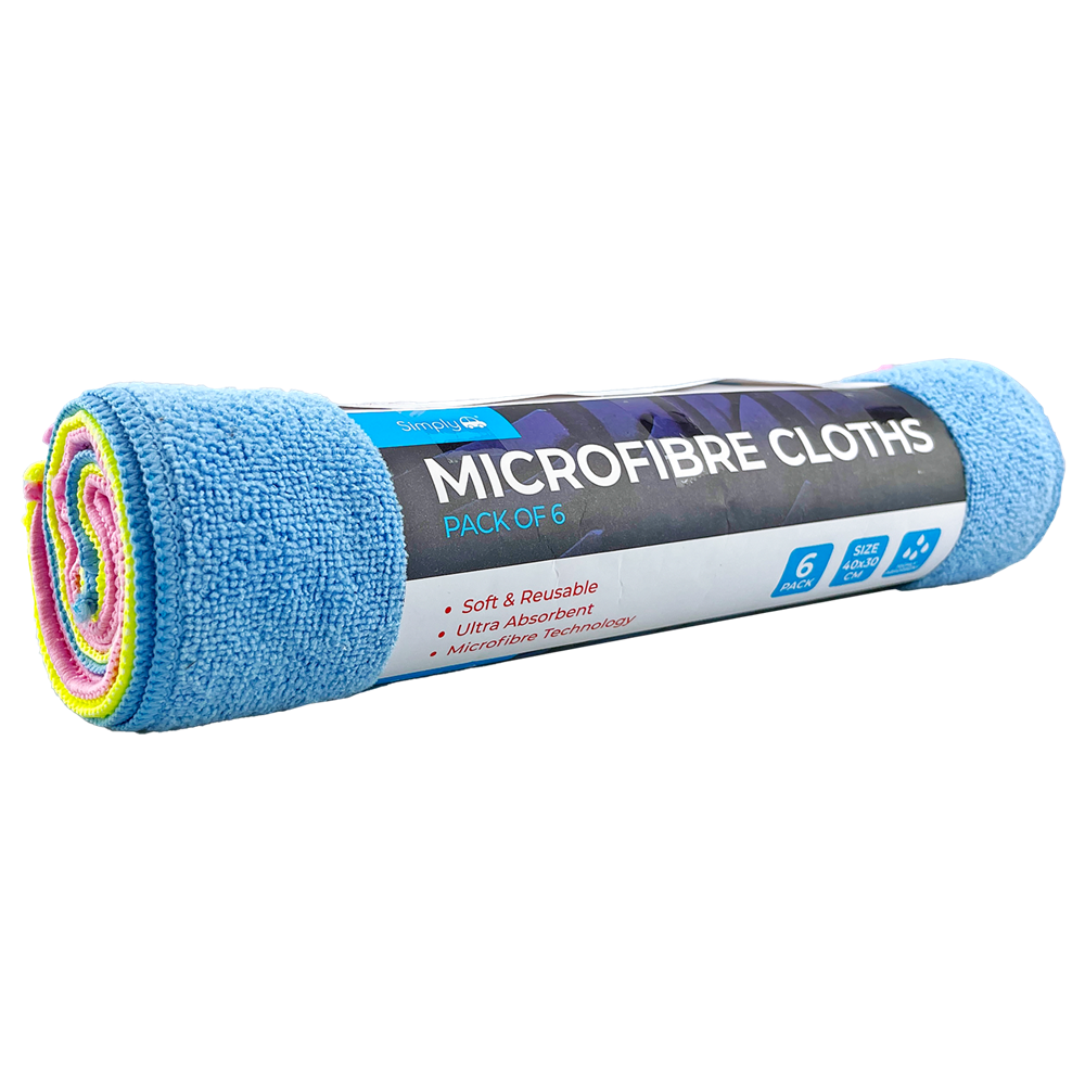 CLE020 Simply Auto Rolls Of 6 Microfibre Cloths