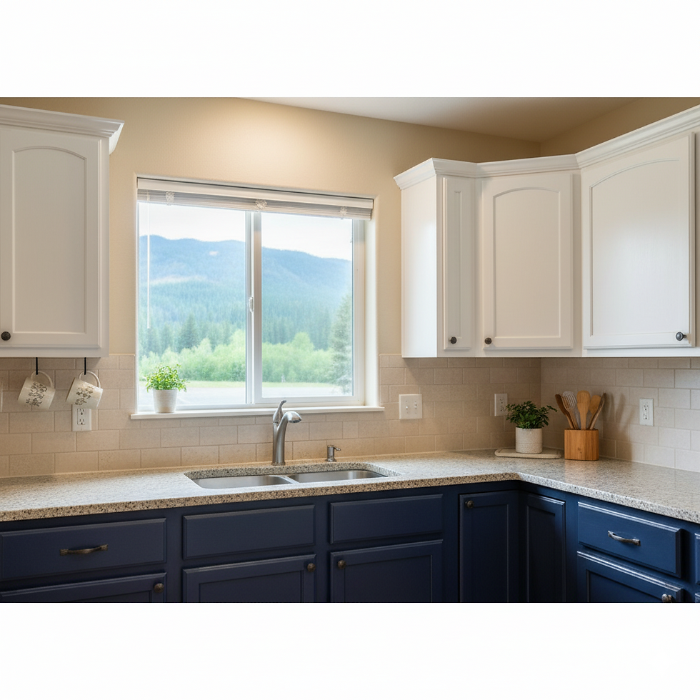 Cabinet refinishing after photo – smooth factory finish by Sandpoint Pro Painters