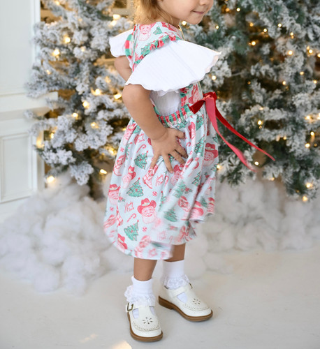 Western Christmas Howdy Claus Meadow Pinafore dress french terry
