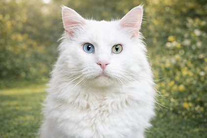 Gorgeous Tom with his long white coat and one blue/one green eyes!