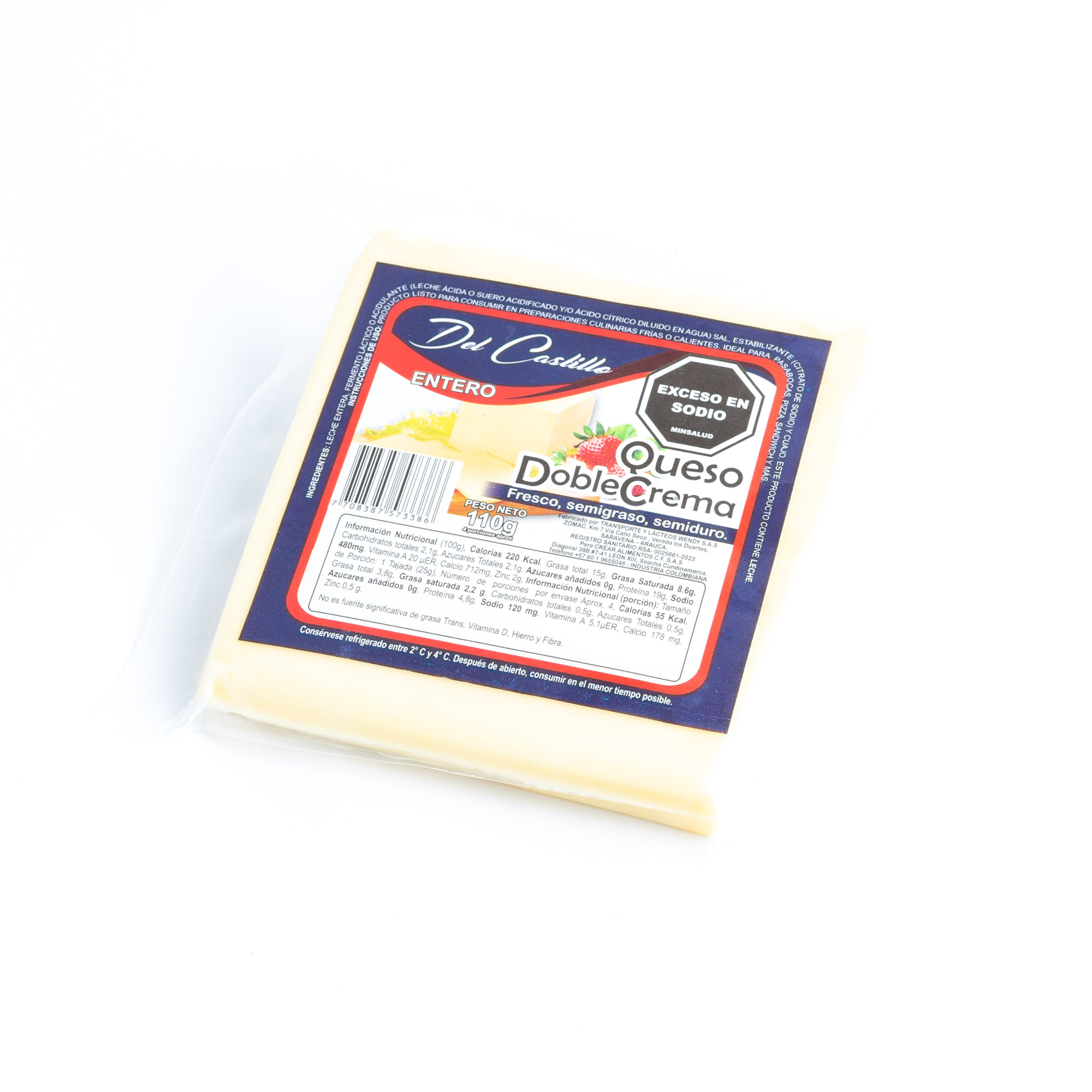 Queso Doble Crema Del Castillo Entero x110gr