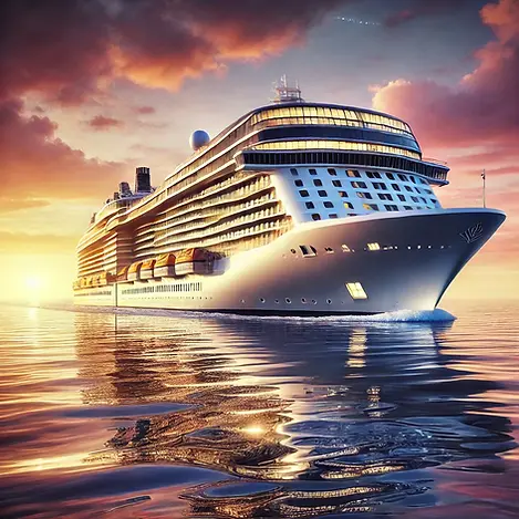 DALL·E 2025-03-18 15.40.43 - A luxurious cruise ship sailing on calm ocean waters during s