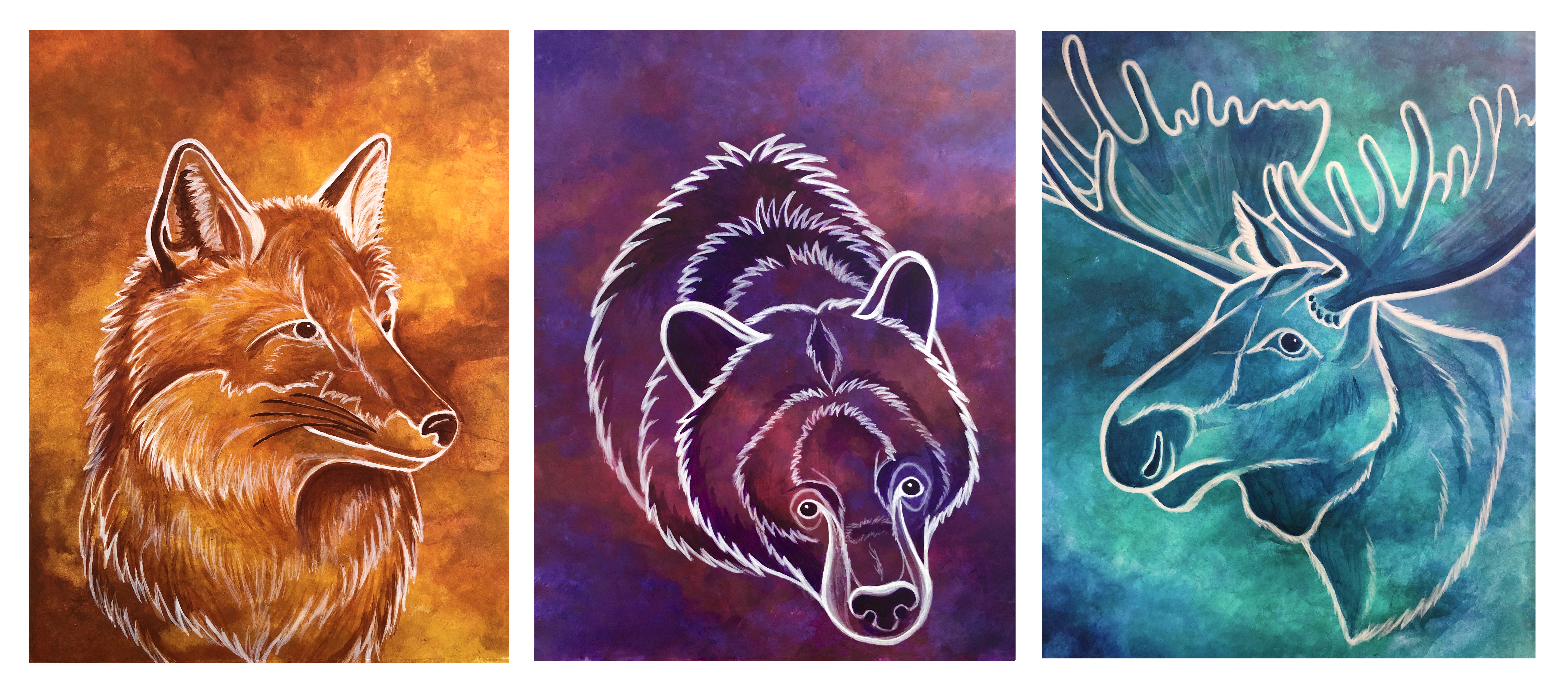 Red Fox, Black Bear, Blue Moose