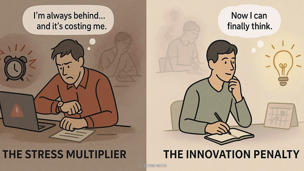 Man overcomes procrastination: from stress to innovation