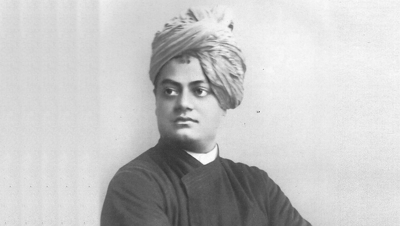  Swami Vivekananda (Cropped and Greyscaled), by popular photographer Thomas Harrison, Sep 1893 in Harrison Studio, Chicago, Public domain, via Wikimedia Commons