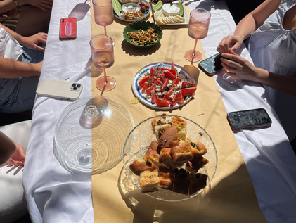 Spring late lunch, Prosecco, Pinterest.