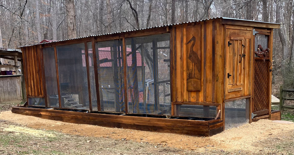 Custom made chicken coop and run for a farm near Carrboro, NC