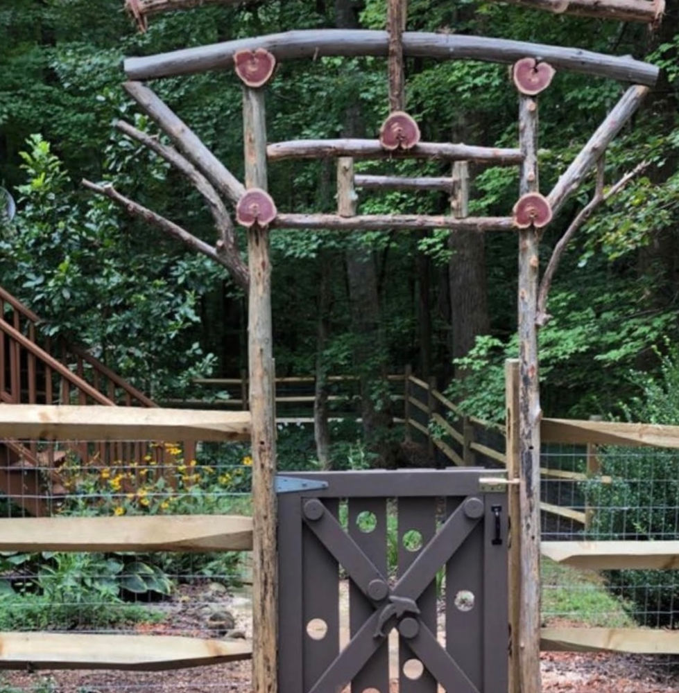 Cedar and split rail yard entrance Hillsborough, NC